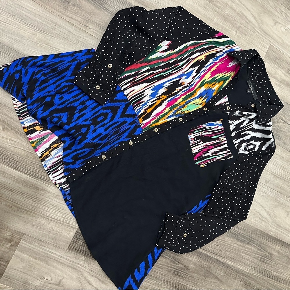 Calessa Black and Multicolor Patterned Shirt